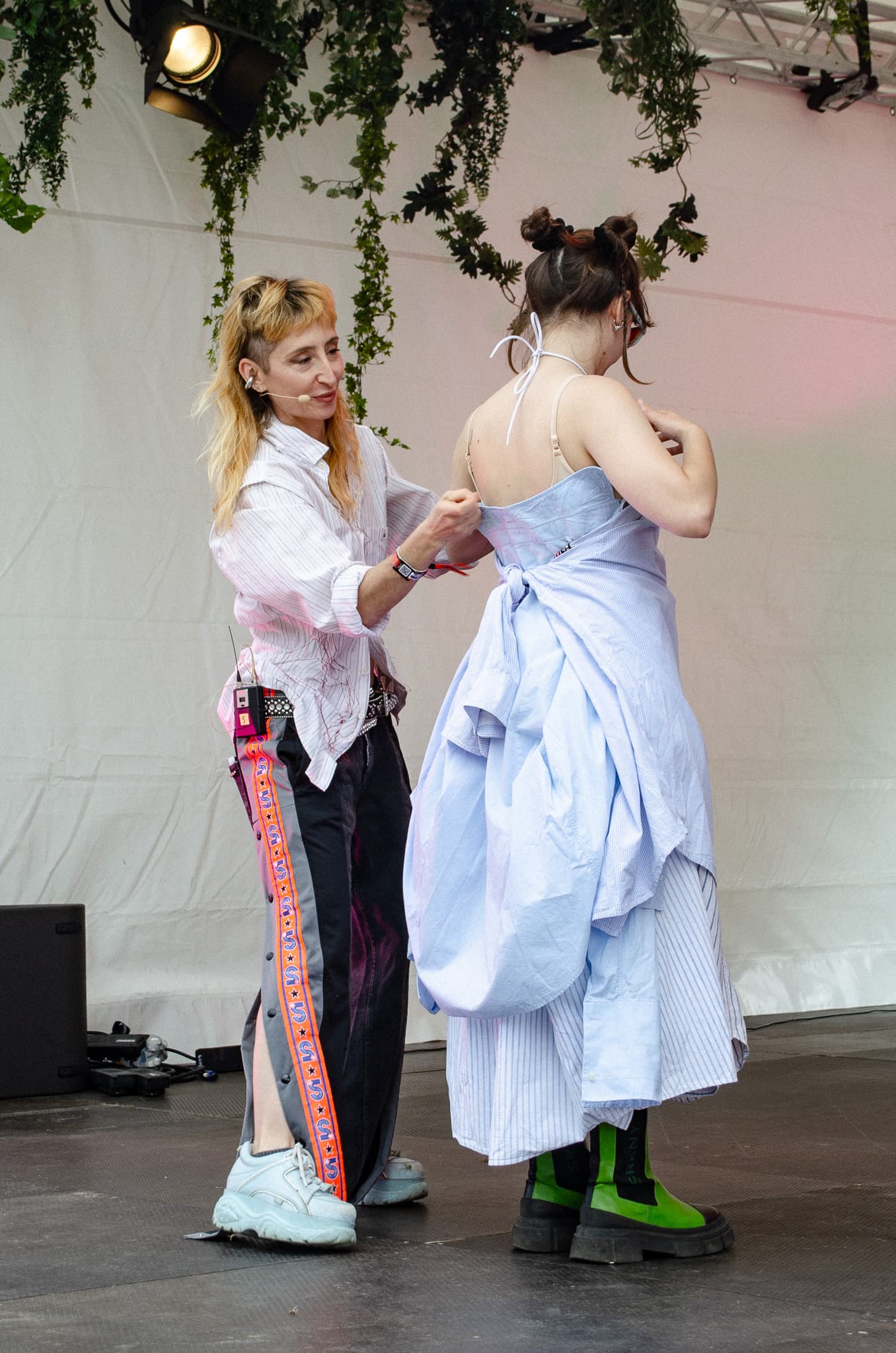 Angie styling a garment during the live activation
